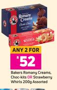 Bakers Romany Creams, Choc Kits Or Strawberry Whirls Assorted-For Any 2 x 200g