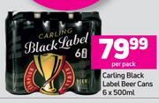 Carling Black Label Beer Cans-6 x 500ml Per Pack