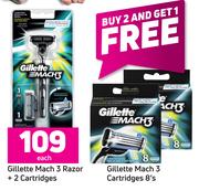 Gillette Mach 3 Razor + 2 Cartridges-Each