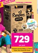 Pampers Active Baby Or Pants Super Box Assorted Sizes-Per Pack