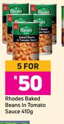 Rhodes Baked Beans In Tomato Sauce-For 5 x 410g