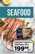 Food Lover's Butterfly Pink Prawns-700g Each