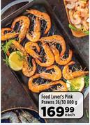 Food Lover's Pink Prawns 26/30-800g Each
