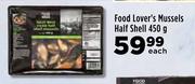 Food Lover's Mussels Half Shell-450g Each
