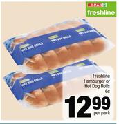 Freshline Hamburger Or Hot Dog Rolls-6s Per Pack