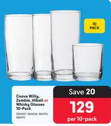 Cnova Willy, Zombie, Hiball Or Whisky Glasses-Per 10 Pack