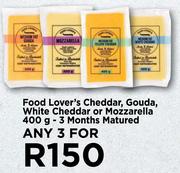Food Lover's Cheddar, Gouda, White Cheddar Or Mozzarella-For Any 3 x 400g