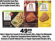 Nairn's Gluten Free Coconut & Chia Oat Biscuits-200g,Gluten Free Wholgrain Cakes-137g Each