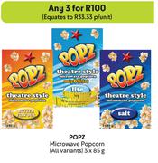 Popz Microwave Popcorn (All Variants)-For 3 x 85g