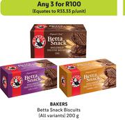 Bakers Betta Snack Biscuits (All Variants)-For 3 x 200g