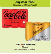 Coke Or Schweppes Mixers-For 2 x 6 x 200ml
