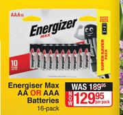 Energizer Max AA Or AAA Batteries 16 Pack-Per Pack