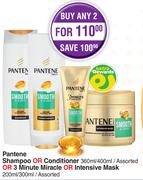 Pantene Shampoo Or Conditioner 360ml/400ml Or 3 Minute Miracle Or Intensive Mask 200ml/300ml-Any 2