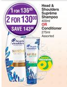 Head & Shoulders Supreme Shampoo 400ml Or Conditioner 275ml Assorted-For 1