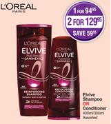 L'oreal  Elvive Shampoo Or Conditioner Assorted-For 1 x 400ml/300ml