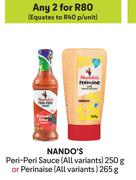 Nando's Peri-Peri Sauce (All Variants) 250g Or Perinaise (All Variants) 265g-For Any 2