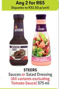 Steers Sauces Or Salad Dressing (All Variants Excluding Tomato Sauce)-For Any 2 x 375ml