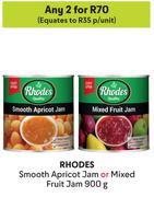 Rhodes Smooth Apricot Jam Or Mixed Fruit Jam-For Any 2 x 900g