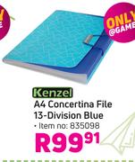 Kenzel 13-Divison A4 Concertina File (Blue) 835098