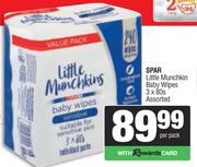 Spar Little Munchkins Baby Wipes Assorted-  3 x 80s Per Pack