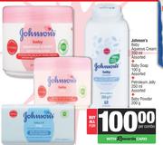 Johnson Baby Aqueous Cream 350ml + Baby Soap 100g + Petroleum Jelly 250ml + Baby Powder 200g-For All