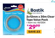 Bostik 2 x 12mm x 30m Clear Tape Value Pack 461304
