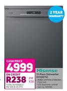 Hisense 13 Place Dishwasher H13DETG