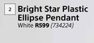 Bright Star Plastic Ellipse Pendant White