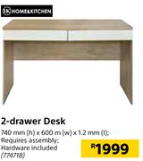 Home & Kitchen 2 Drawer Desk-740mm (h) x 600mm (w) x 1.2mm (l)