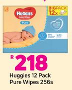 Huggies 12 Pack Pure Wipes 256s