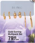 Bling Gold Earring Multipack Set-Per Pack