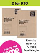 Exercise Book A4 (72 Page) Feint Margin-For 2