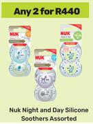 Nuk Night And Day Sillicon Soothers Assorted-For Any 2