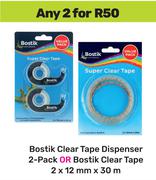 Bastik Clear Tape Dispenser 2 Pack Or Bostik Clear Tape 2 x 12mm x 30m-For Any 2