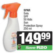 Spar Sola SPF 50 Kids Sun Protection Spray-250ml Each