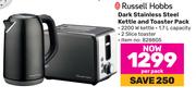Russell Hobbs Dark Stainless Steel Kettle & Toaster Pack-Per Pack