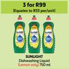 Sunlight Dishwashing Liquid-For 3 x 750ml
