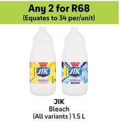 Jik Bleach-For Any 2 x 1.5L