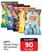 Lay's Potato Chips (All Variants)-For Any 5 x 120g