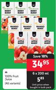 M 100% Fruit Juice (All Variants)-6 x 200ml