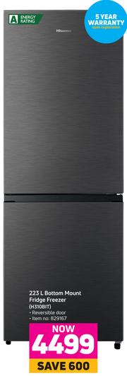 hisense 223l bottom mount fridge freezer h310bit