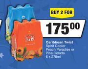 Caribbean Twist Spirit Cooler Peach Paradise Or Pina Colada-For 2 x 6 x 275ml
