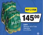 KWV Brandy & Cola Handies-For 2 x 6 x 275ml