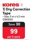 Kores Dry Correction 5m x 4.2mm Tape 296920-Per 3-Pack