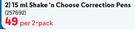 Tipp-Ex 15ml Shake 'n Choose Correction Pens 257692-Per 2-Pack