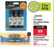 Bostik 3 Pack 40g Glue Stick-Per 2x 3 Pack
