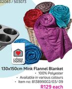 Always Home Mink Flannel Blanket-130 x 150cm Each