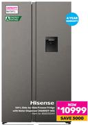 Hisense 541Ltr Side-By-Side Freezer Fridge With Water Dispenser H680SIT-WD