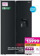 Defy Side-By-Side Black Glassdoor Freezer Fridge DFF456