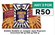 Diddle Daddle Or Jumpin Jack Popcorn Assorted-For Any 3 x 90g/100g/150g